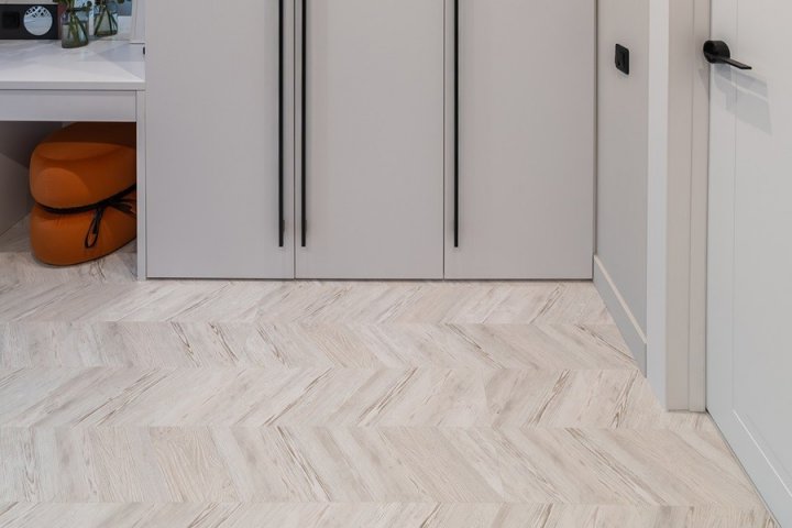 Фото проекта «Пробковый пол  CHEVRON WHITE в проекте 